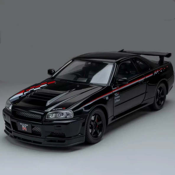 Hobbiez World Nissan Skyline GT-R R34 Nismo Edition Siyah 1/24 Model Araba ürün görseli 1