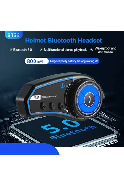 Bt35 Rgb Renkli Işıklı Ve Yüksek Sesli Bluetooth Motosiklet Kask  Kulaklık İnterkom ürün görseli 1
