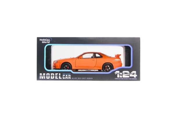 Hobbiez World Nissan Skyline GT-R R34 Turuncu 1/24 Model Araba ürün görseli 1