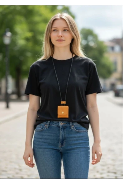Sumerianwallet Deri Kolye Çanta Turuncu ürün görseli 1