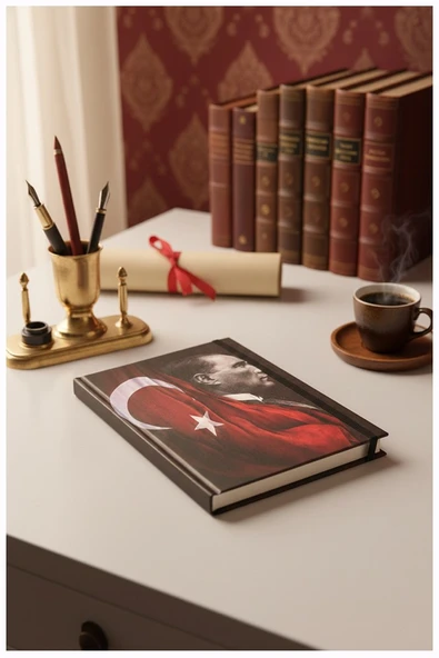 Atatürk Tarihsiz Ajanda Kuşe Kapak Bordo 1 Adet Atatürk Modalist Çizgili Defter Lastikli 14x20 cm Günlük Planlayıcı ürün görseli 1