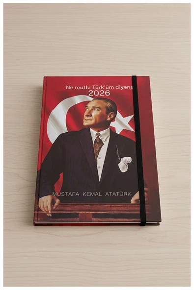 2026 Atatürk Günlük Ajanda 17x24 cm Lastikli Atatürk Kapaklı Ofis Ev İşyeri Günlük Ajanda Planlayıcı OFS907ATA ürün görseli 1