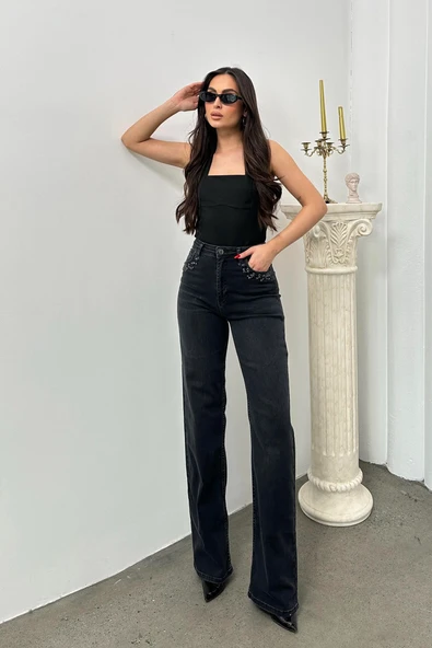 7984 LACARİNO PANTOLON WIDE LEG TAŞLI ürün görseli 1