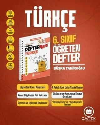 Çanta 6.Sınıf Türkçe Öğreten Defter 0 ürün görseli 1