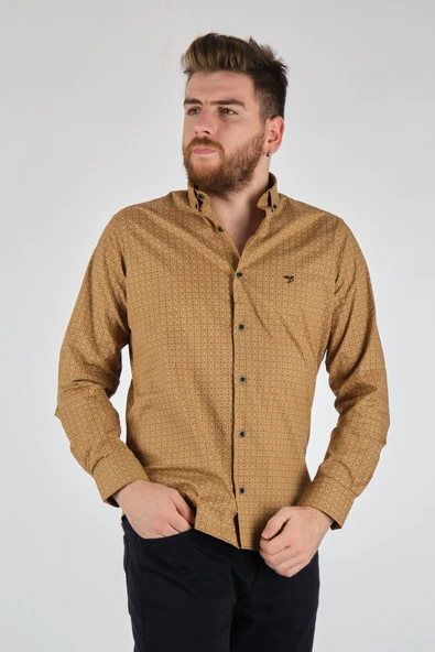 Brothers Minimalist Desenli Erkek Uzun Kol Gömlek ürün görseli 1