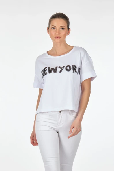 Ysatis Minimalist Crop T-Shirt - Yuvarlak Yaka - Günlük ürün görseli 1