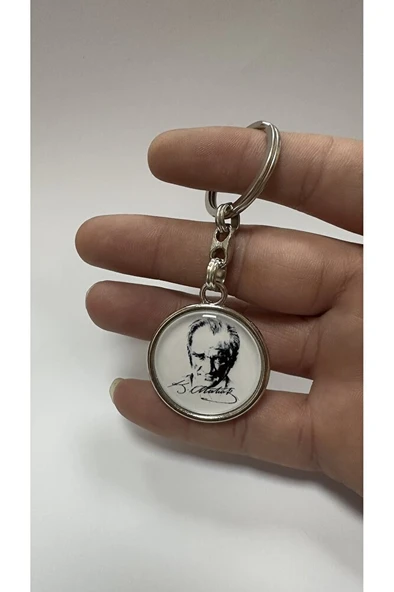 ATATÜRK Resimli Yazılı Metal Anahtarlık Çift Yönlü (1 ADET) ürün görseli 1