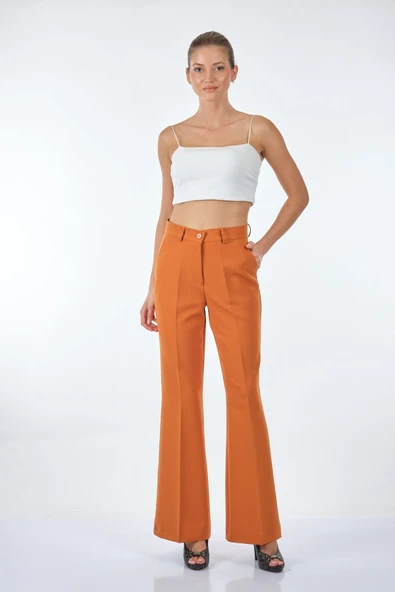 Doop Yüksek Bel Midi Çan Pantolon - Vintage Stil - Günlük & Ofis ürün görseli 1