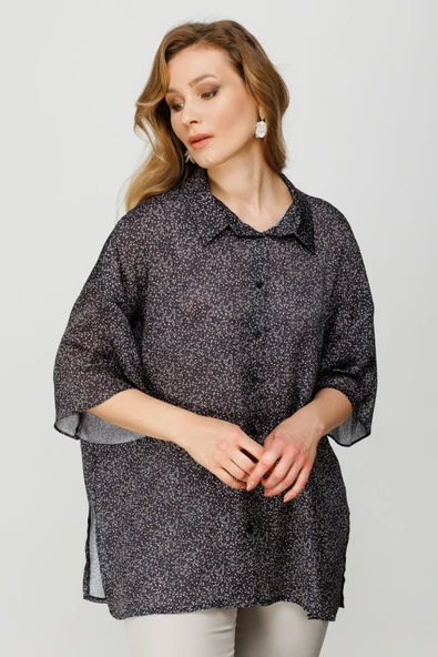 On Kadın Oversize Midi Gömlek - Minimalist Günlük Stil ürün görseli 1