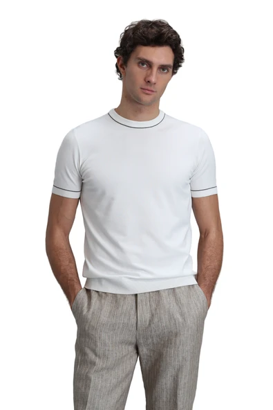 Lufian Minimalist Kısa Kol Erkek Kazak - Rahat ve Şık Günlük Stil ürün görseli 1