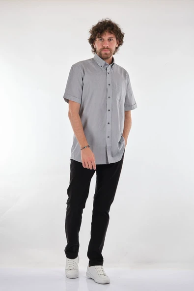 Gallini World Oversize Minimalist Kısa Kol Erkek Gömlek - Günlük Tarz ürün görseli 1