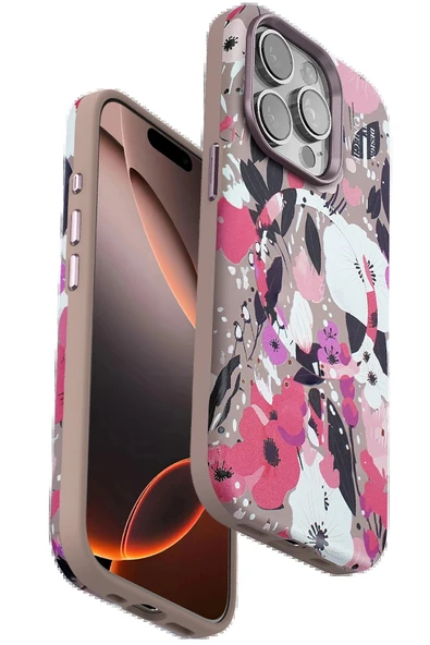 iPhone 15 Pro Max Flower Series Magsafe Kapak - Pembe-(5796) ürün görseli 1