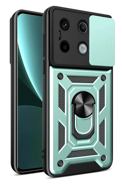 Xiaomi Poco X6 Pro Kılıf Pars Lens Yüzüklü Silikon - Yeşil-(5796) ürün görseli 1