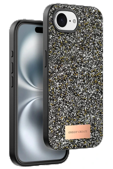 Apple iPhone 16E Bright Simli Kapak - Gümüş-(5796) ürün görseli 1