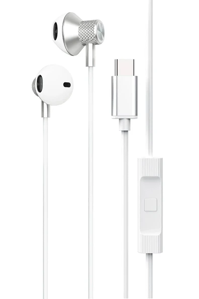 LS-730 1.2M iPhone 15 Serisi ile Uyumlu Type-C Kablolu Kulaklık - Gümüş-(5796) ürün görseli 1