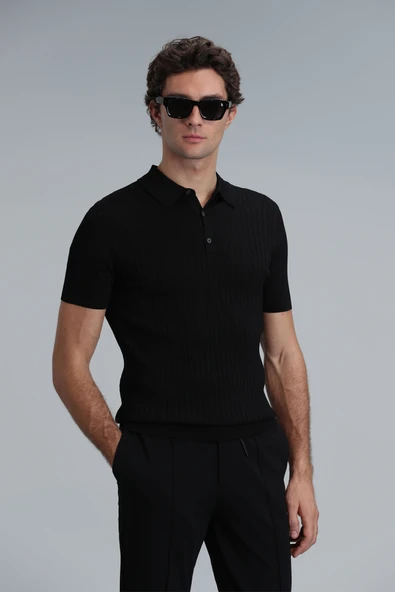 Lufian Minimalist Polo Yaka Kısa Kol Erkek Kazak - Günlük Şıklık ürün görseli 1