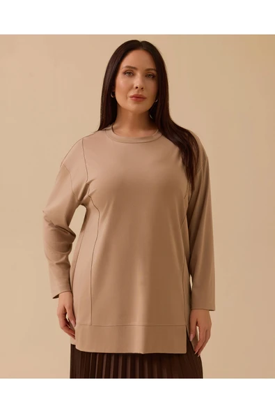büyük beden uzun kollu basic tunik Gala-Xi - Resim 8