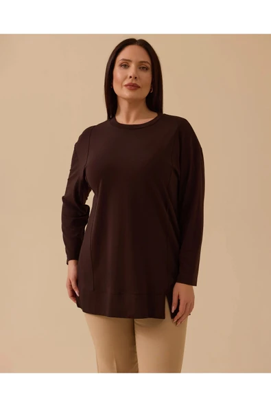 büyük beden uzun kollu basic tunik Gala-Xi - Resim 9