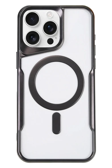 iPhone 16 Pro Max Kılıf Boyi Magsafe Silikon Kapak - Siyah-(5796) ürün görseli 1