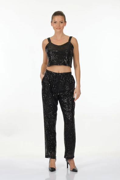 Ysatis Pullu Crop Pantolon - Gece Partisi Şıklığı ürün görseli 1