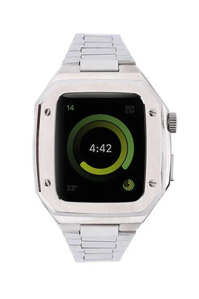 Apple Watch 44mm Metal Petek Kasalı Kordon - Gümüş-(5796) ürün görseli 1