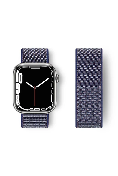 Apple Watch 42mm Hasırlı Cırtcırtlı Kordon - Lacivert-(5796) ürün görseli 1