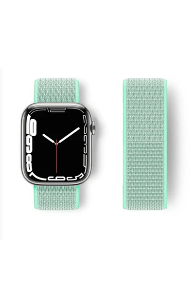 Apple Watch 42mm Hasırlı Cırtcırtlı Kordon - Turkuaz-(5796) ürün görseli 1