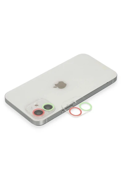 iPhone 11 Renkli Kamera Lens Koruma Cam - Yeşil-Pembe-(5796) ürün görseli 1