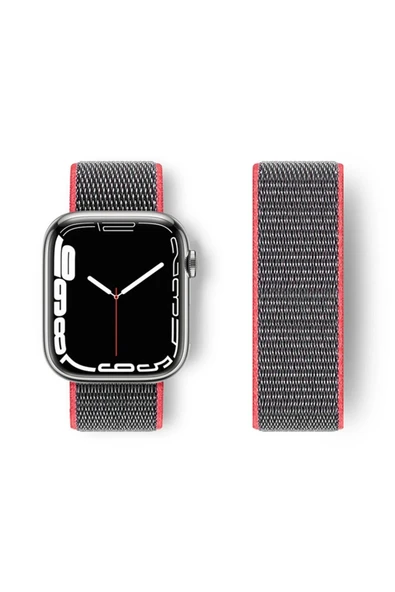 Apple Watch 38mm Hasırlı Cırtcırtlı Kordon - Pembe-(5796) ürün görseli 1