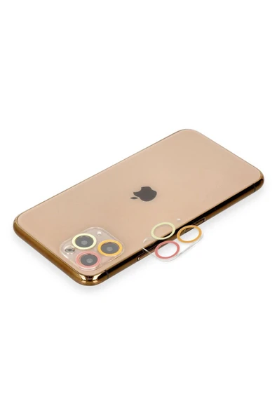 iPhone 11 Pro Renkli Kamera Lens Koruma Cam - Turuncu-Kırmızı-(5796) ürün görseli 1