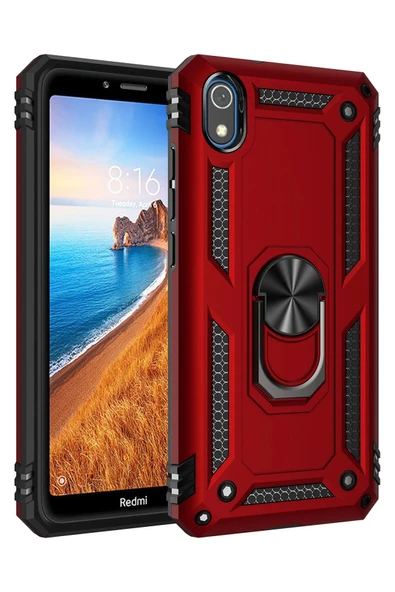 Xiaomi Redmi 7A Kılıf Sofya Yüzüklü Silikon Kapak - Kırmızı-(5796) ürün görseli 1