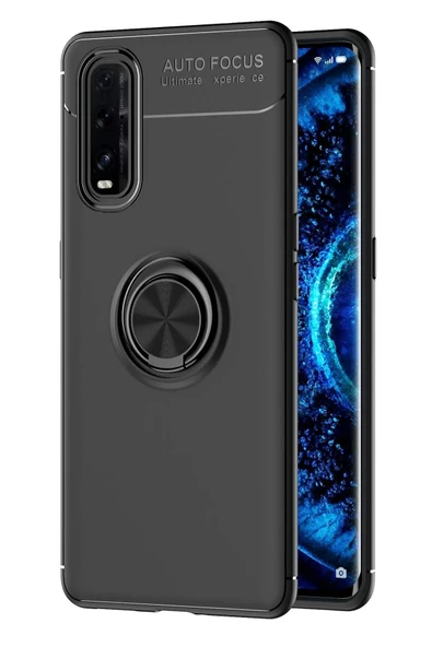 Oppo Find X2 Kılıf Range Yüzüklü Silikon - Siyah-(5796) ürün görseli 1