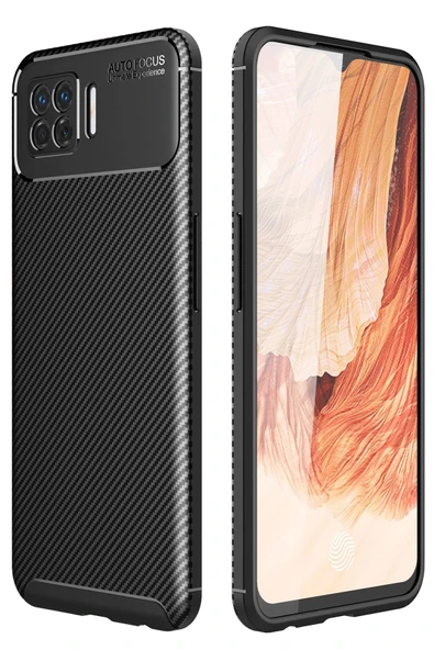 Oppo A73 Kılıf Auto Focus Karbon Kapak - Siyah-(5796) ürün görseli 1