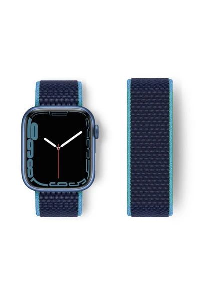 Apple Watch 38mm Hasırlı Cırtcırtlı Kordon - Mavi-Lacivert-(5796) ürün görseli 1