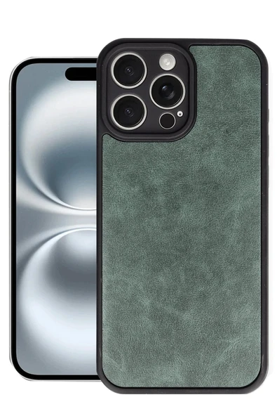 iPhone 16 Pro Kılıf Aras Deri Kapak - Koyu Yeşil-(5796) ürün görseli 1