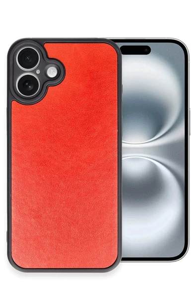 iPhone 16 Plus Kılıf Aras Deri Kapak - Kırmızı-(5796) ürün görseli 1