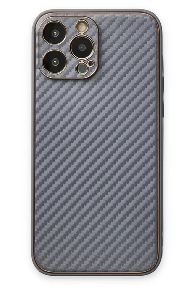 iPhone 13 Pro Max Kılıf Coco Karbon Silikon - Gri-(5796) ürün görseli 1