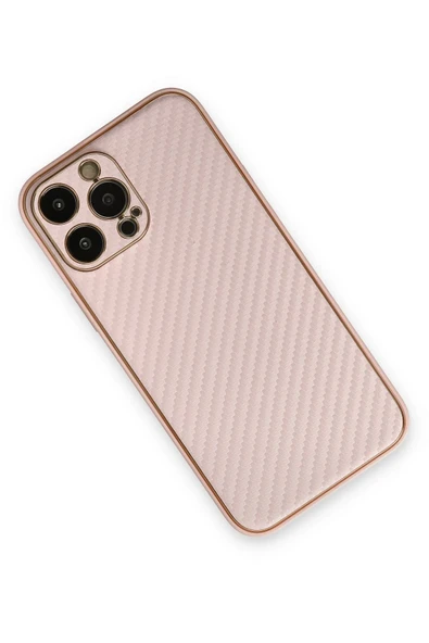 iPhone 13 Pro Kılıf Coco Karbon Silikon - Pembe-(5796) - Resim 3