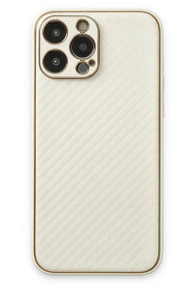 iPhone 13 Pro Max Kılıf Coco Karbon Silikon - Beyaz-(5796) ürün görseli 1