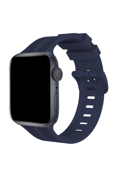 Apple Watch 38mm KR408 Çizgili Silikon Kordon - Lacivert-(5796) ürün görseli 1