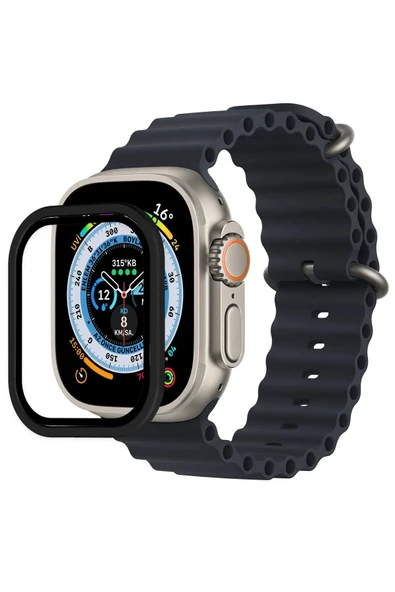 Apple Watch Ultra 49mm Alüminyum Kasa Cam Ekran Koruyucu - Siyah-(5796) ürün görseli 1
