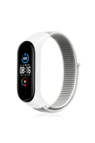 Xiaomi Mi Band 4 Hasırlı Cırtcırtlı Kordon - Beyaz-(5796) ürün görseli 1