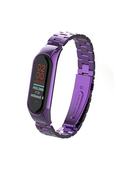 Xiaomi Mi Band 4 Metal Baklalı Kordon - Mor-(5796) ürün görseli 1