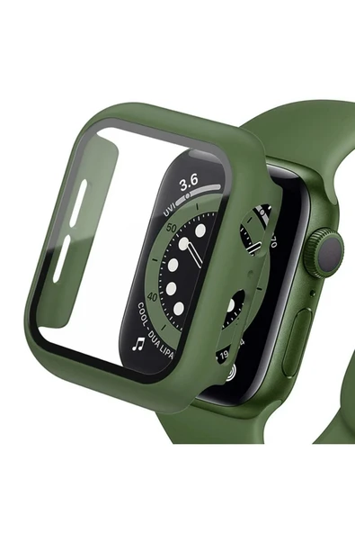 Apple Watch 45mm Camlı Kasa Ekran Koruyucu - Koyu Yeşil-(5796) ürün görseli 1