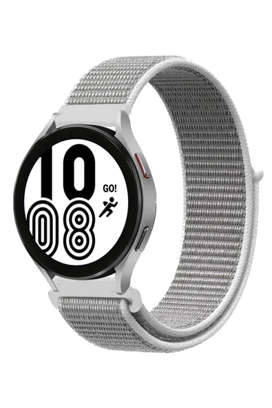 Samsung Galaxy Watch 4 Hasırlı Cırtcırtlı Kordon - Beyaz-(5796) ürün görseli 1