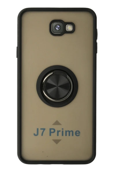 Samsung Galaxy J7 Prime Kılıf Montreal Yüzüklü Silikon Kapak - Siyah-(5796) ürün görseli 1