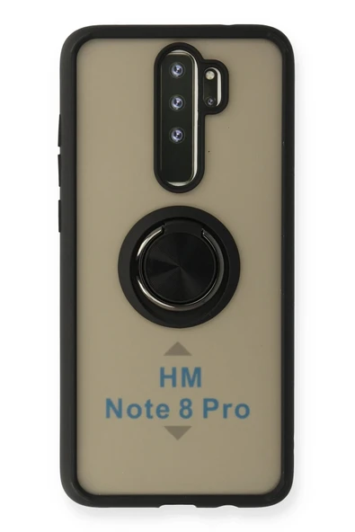 Xiaomi Redmi Note 8 Pro Kılıf Montreal Yüzüklü Silikon Kapak - Siyah-(5796) ürün görseli 1