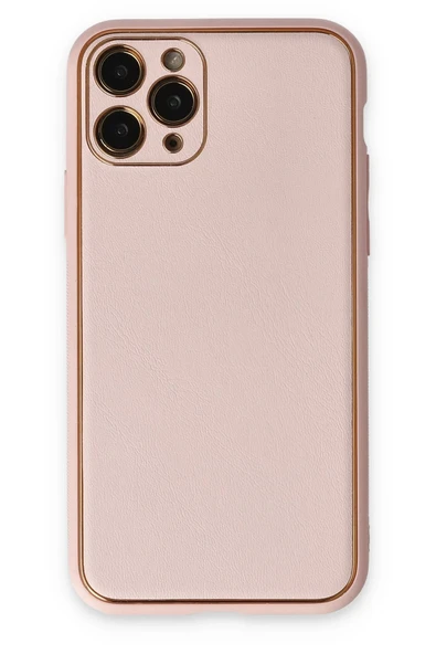 iPhone 11 Pro Kılıf Coco Deri Silikon Kapak - Pudra-(5796) ürün görseli 1
