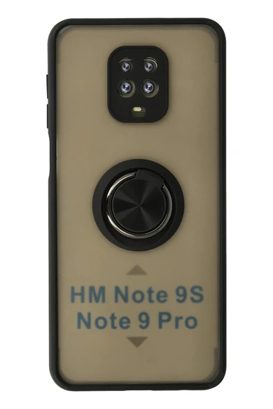 Xiaomi Redmi Note 9 Pro Kılıf Montreal Yüzüklü Silikon Kapak - Siyah-(5796) ürün görseli 1