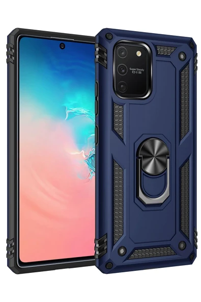 Samsung Galaxy A91 / S10 Lite Kılıf Sofya Yüzüklü Silikon Kapak - Lacivert-(5796) ürün görseli 1